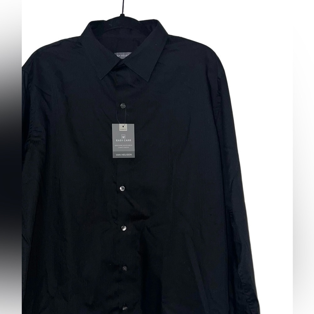 Men’s VAN HEUSEN Black Pin Striped Button Down Shirt XLARGE 16-16 1/2 BRAND NEW - Picture 6 of 6